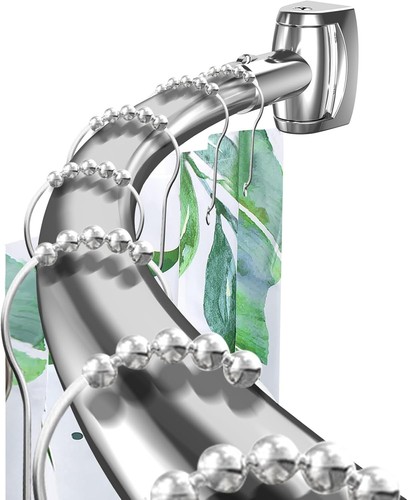 Silver curved shower curtain - silver,