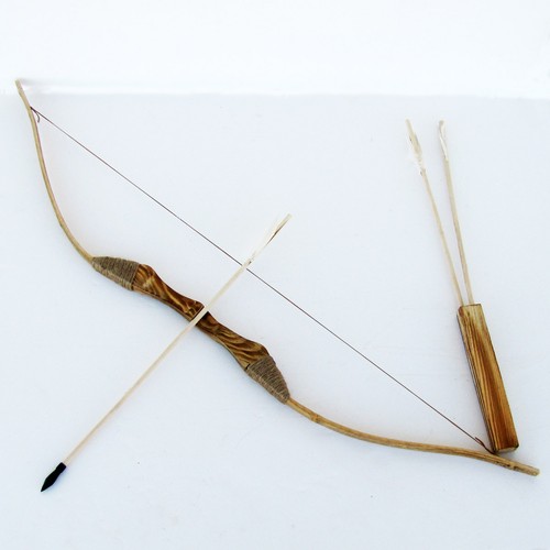 Wooden bow and arrow - and,